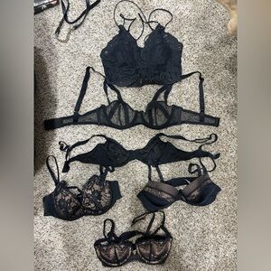 Elegant Black Lace Bralette and Bra Set